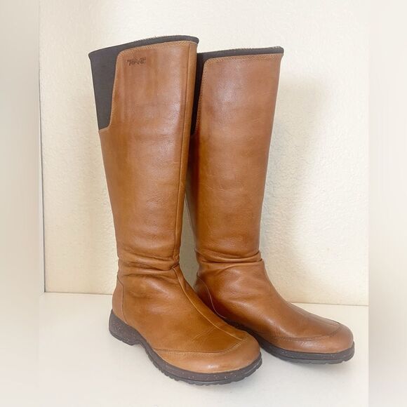 Teva Afton Leather Tall Boots Brown Size 6 - Picture 6 of 17